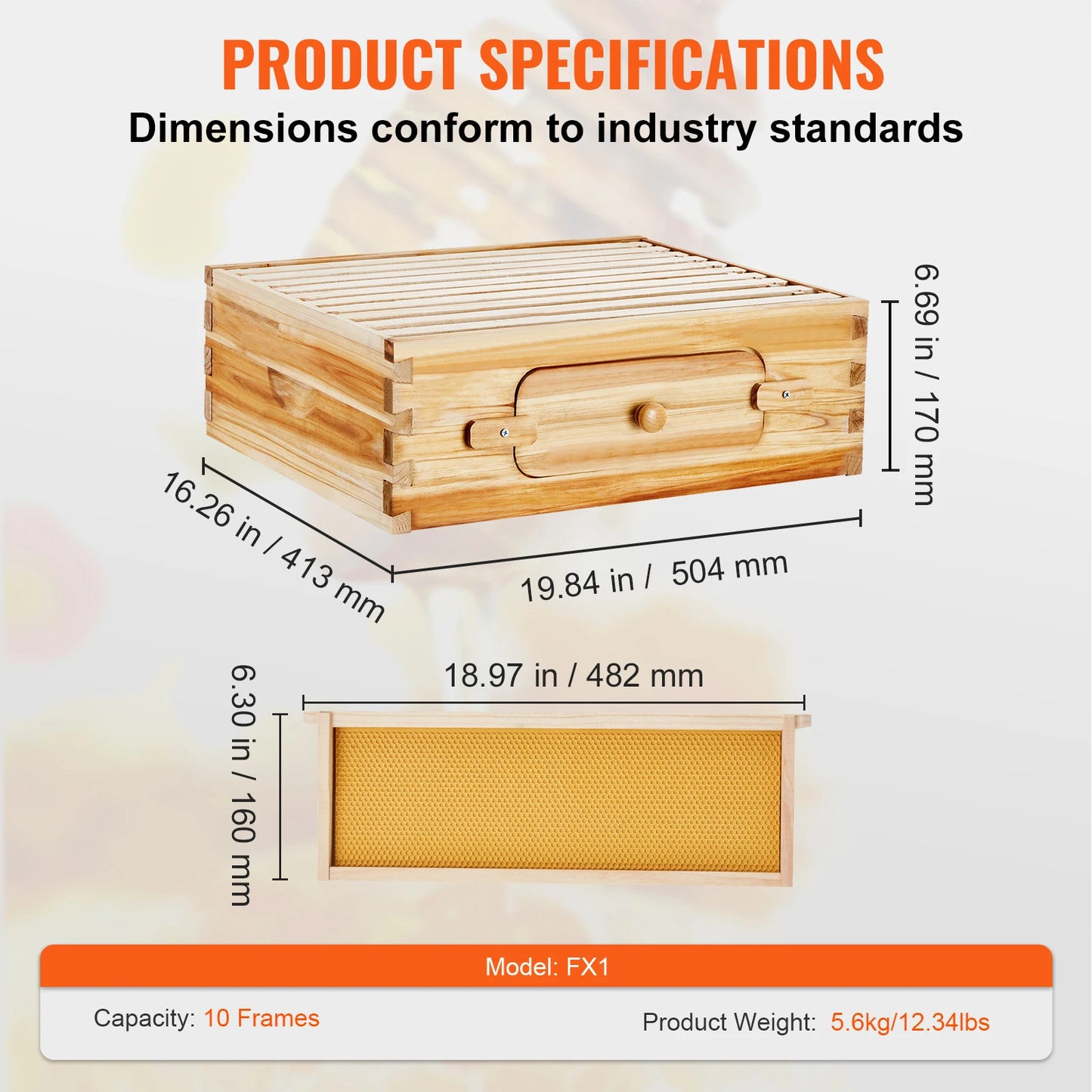 SucceBuy Cedar Langstroth Beehive Deep Box Starter Kit Acrylic Windows