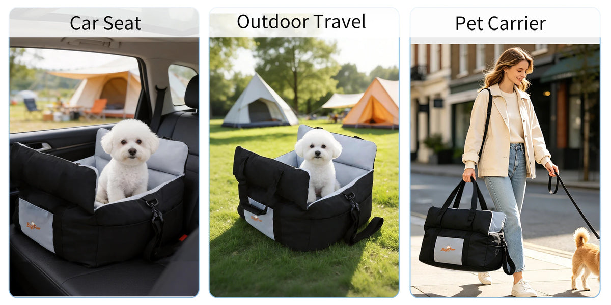 BORWART Portable Dog Car Seat Booster With Safety Belt