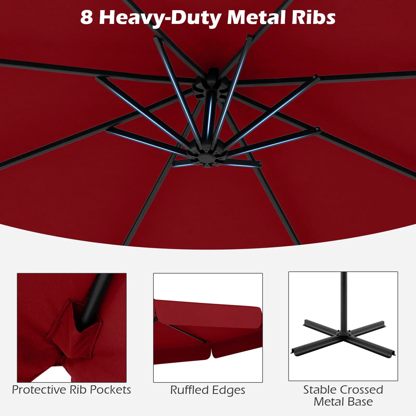 LIFEZEAL Cantilever Offset Hanging Umbrella With Cover