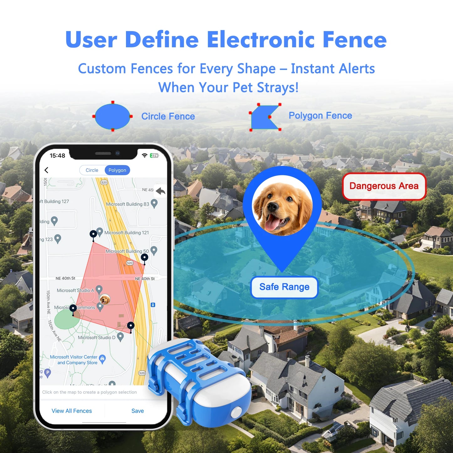 WANWAYTECH GPS Pet Tracker for Dogs and Cats With IoT