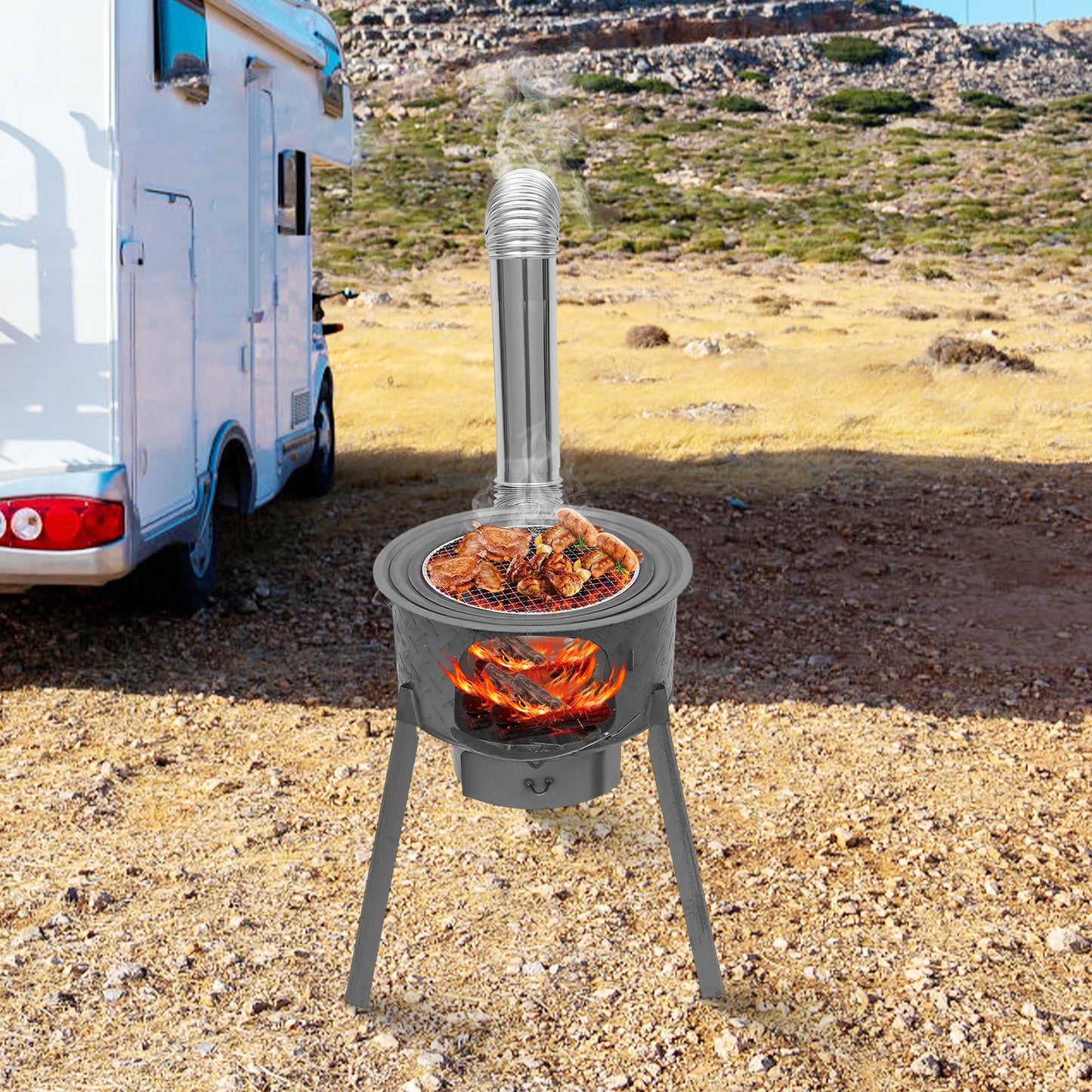 Portable Camping Wood Stove for Indoor Outdoor Cooking and Heating