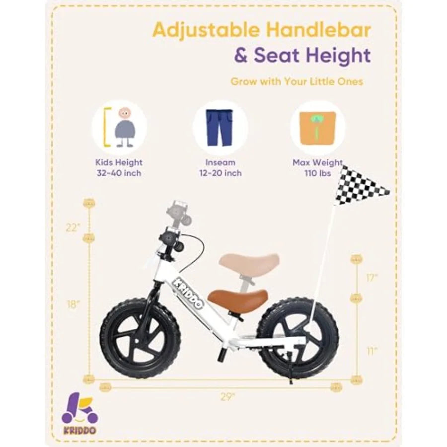 OLOEY Toddler Balance Bike with Hand Brake and Kickstand