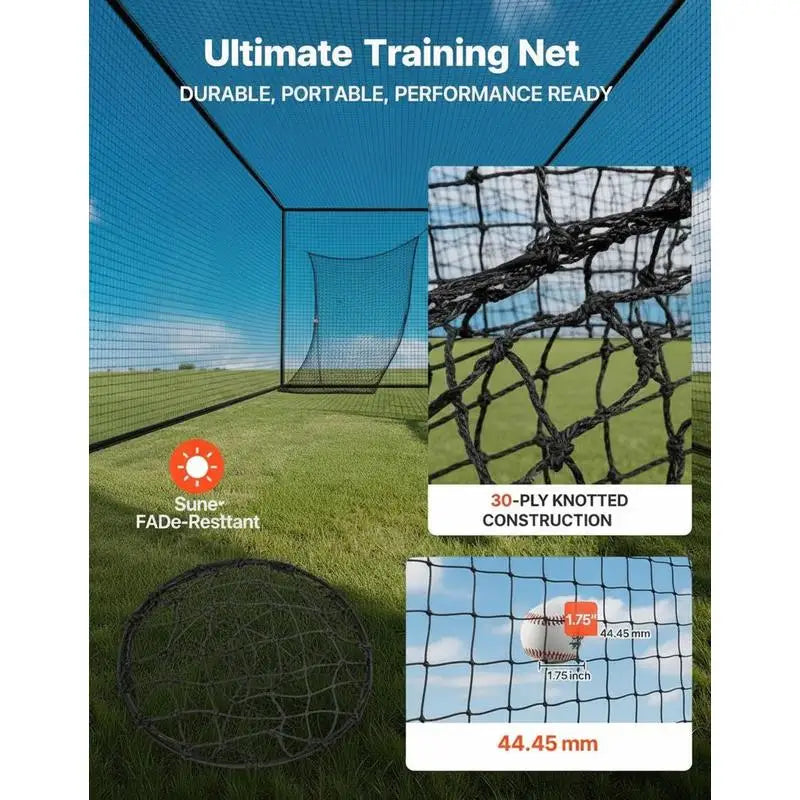 Baseball Batting Cage, 41.7 x 12.8 x 10.1 FT Freestanding Portable Batting Cage, Hitting Cages with 30-Ply Knotted HDPE & Carabiner Hooks, Battings Cages Netting for Indoor, Outdoor (NET ONLY)