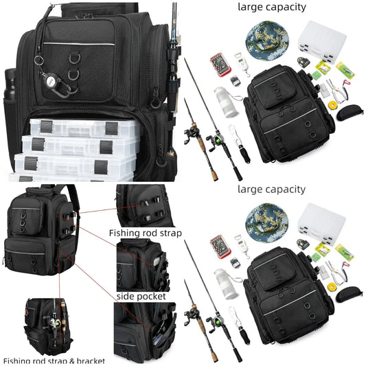 Fishing Backpack,Tackle Bag ,with Tackle Boxes. Large Fishing Bag, Strong Materials