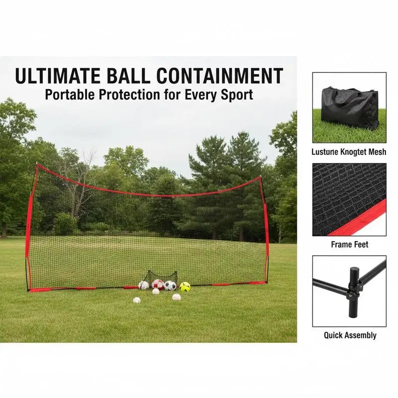 Athletic Barrier Netting 20x10 ft For Backyard Training Field Sport Center, Portable Practice Equipment Carry Bag Heavy Duty Mesh Nylon Material Baseball Softball Lacrosse Soccer Hockey Training Gear Accessory