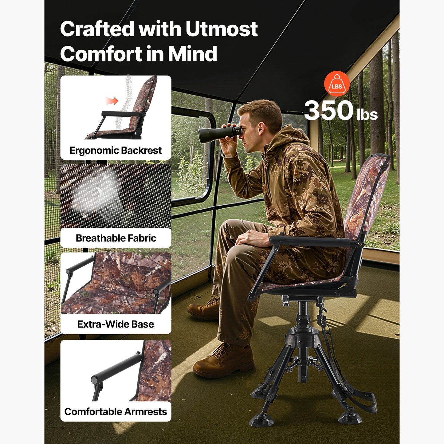 360 Degree Silent Swivel Blind Hunting Chair For Camping