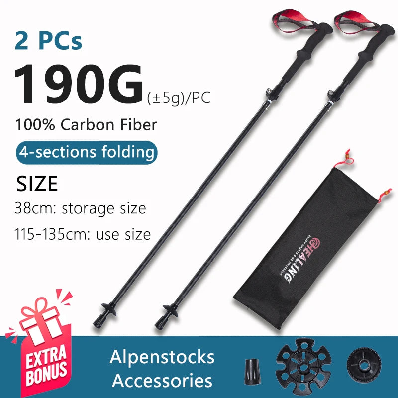 Okhaling Folding Carbon Fiber Trekking Poles For Outdoor Hiking