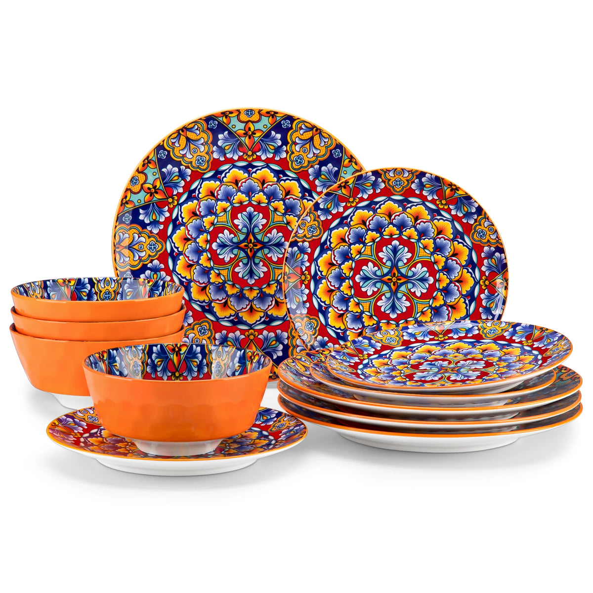 MALACASA Bohemian Ceramic Dinnerware Set With Plates And Bowls