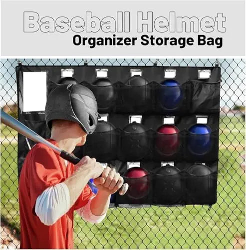 Baseball Helmet Bag with Bat Rack for 15 Players Baseball Softball Dugout Organizer Helmets Gloves Balls Organize Storage