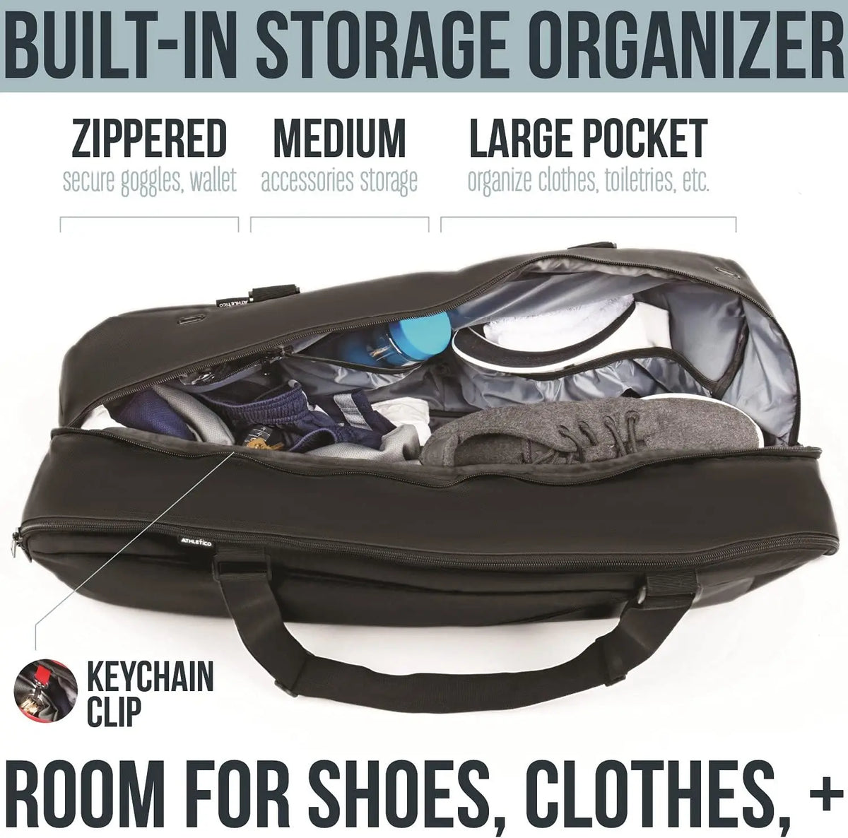 Tennis & Racquetball Bag for Men Women - Holds Rackets, Pickleball Paddles, Gear - Black