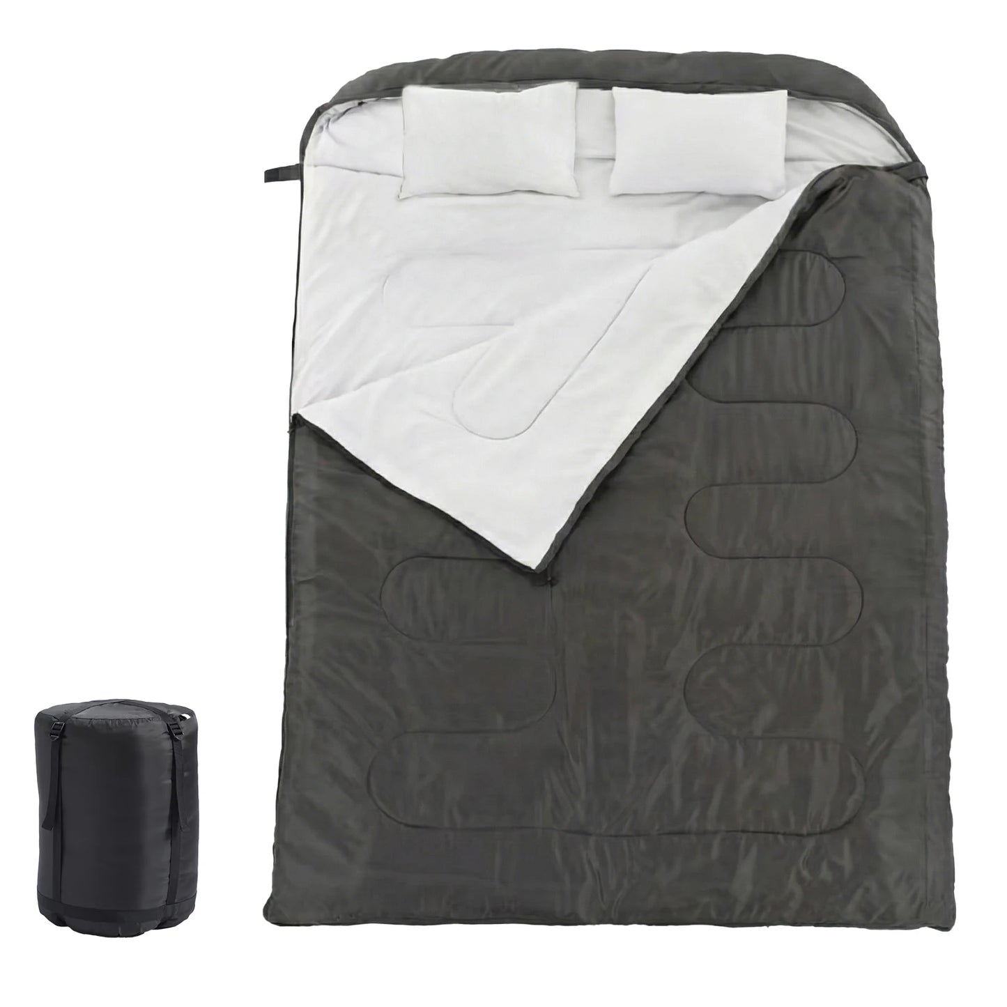 Three Season Portable Double Sleeping Bag For Adults With Pillow