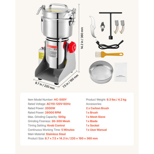 SucceBuy Electric Grain Mill Grinder High Speed 28000 32000 RPM