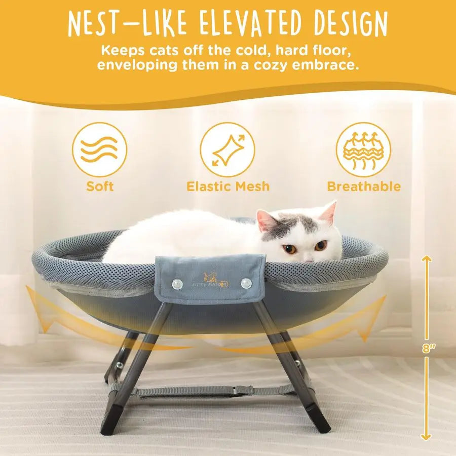 XMSJ Elevated Cat Hammock Bed Foldable With Breathable Mesh