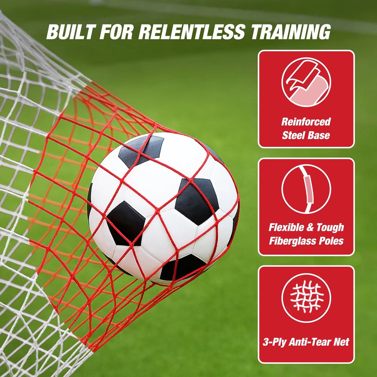 Advanced Soccer Rebounder for Training -Large Net  Small Net  Base  Carry Bag  Cones  Pegs  Resistance Bands -
