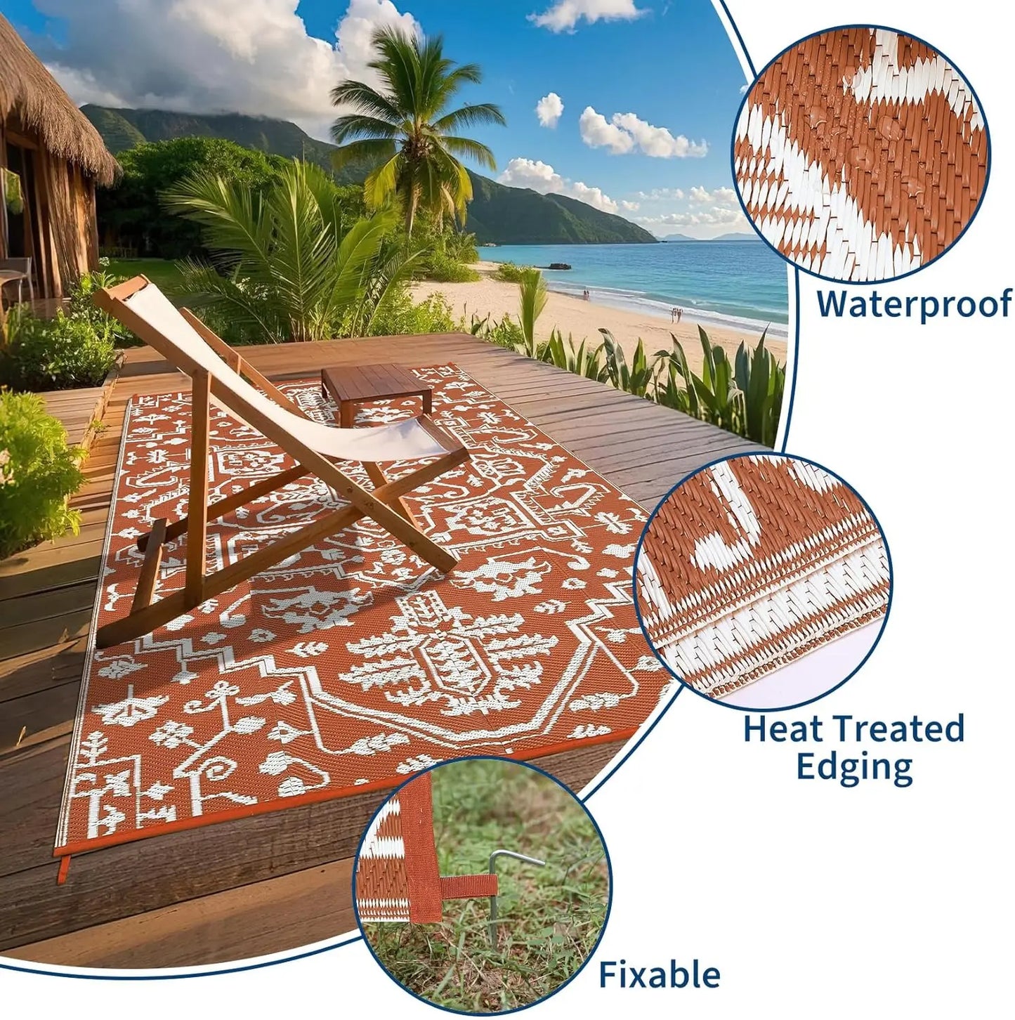 Twister.CK Waterproof Outdoor Area Rug Stain Resistant Mat