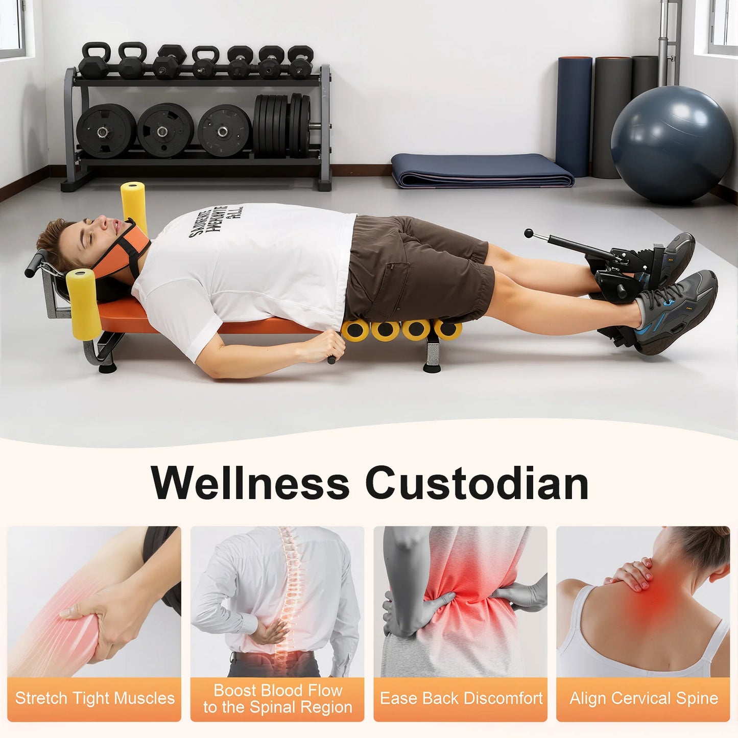 Adjustable Back Stretch Bench For Neck And Spinal Decompression 130kg Capacity