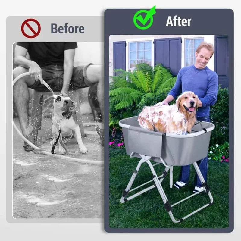 Foldable Elevated Dog Bath Tubs for Grooming and Bathing Station