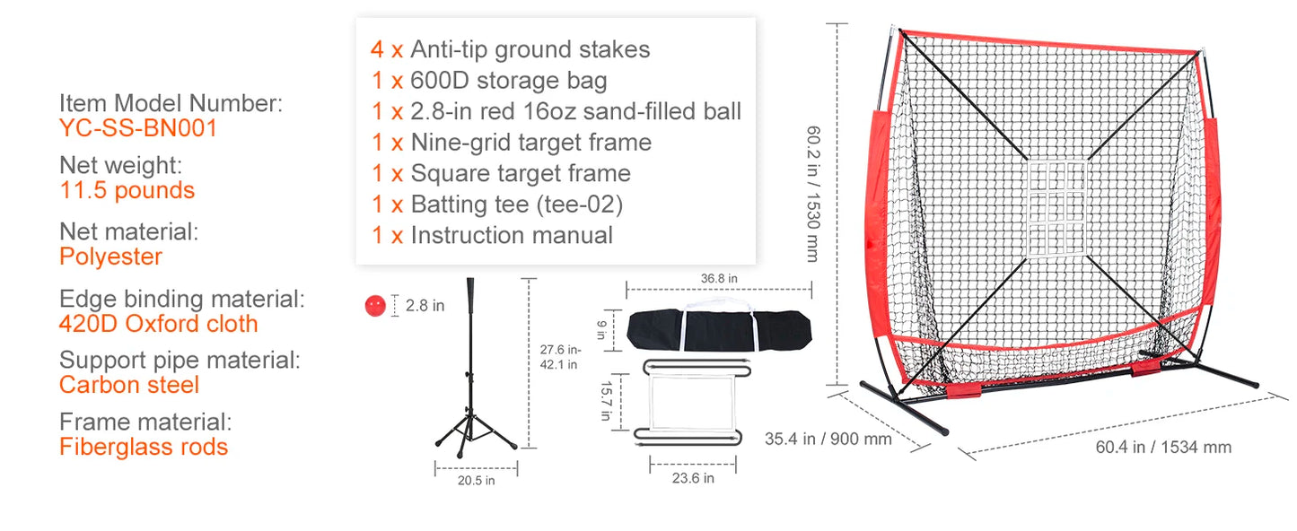 SucceBuy Baseball Softball Practice Net Hitting Batting Catching