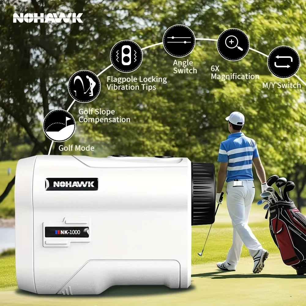 NOHAWK Golf Rangefinder with Slope, 1000M, 6X Magnification with Flag Lock and Vibration for Golfers/Hunters