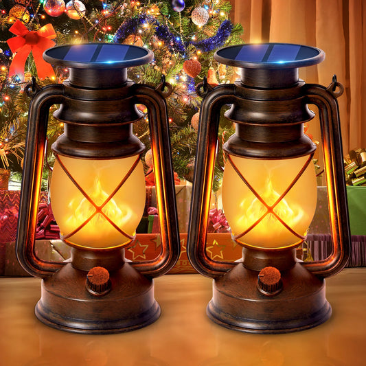 KPSTEK Waterproof Solar Hanging Lanterns With Flickering Flame LED Light