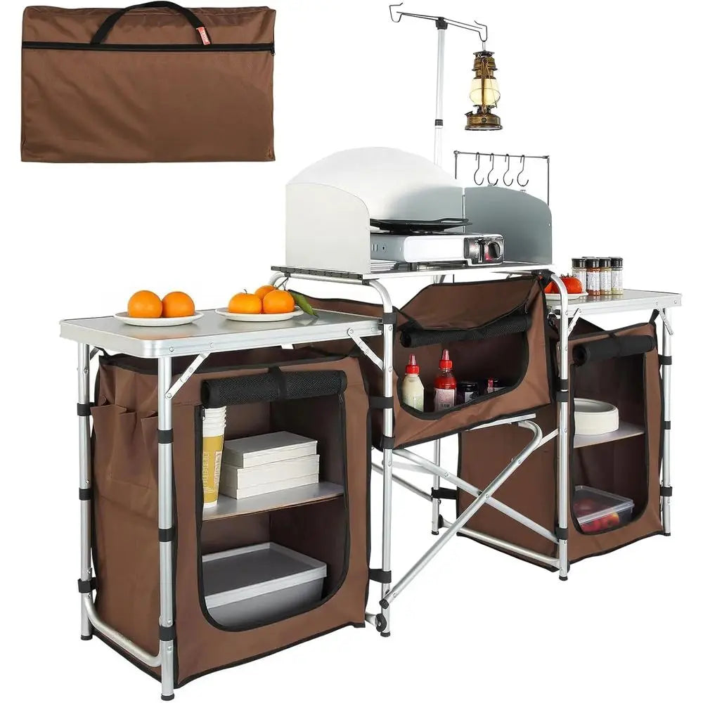 Camping Kitchen Table With Storage And Carrying Bag