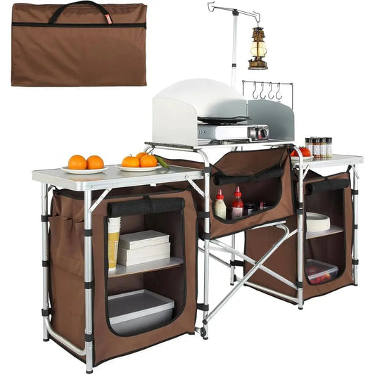 Camping Kitchen Table With Storage And Carrying Bag