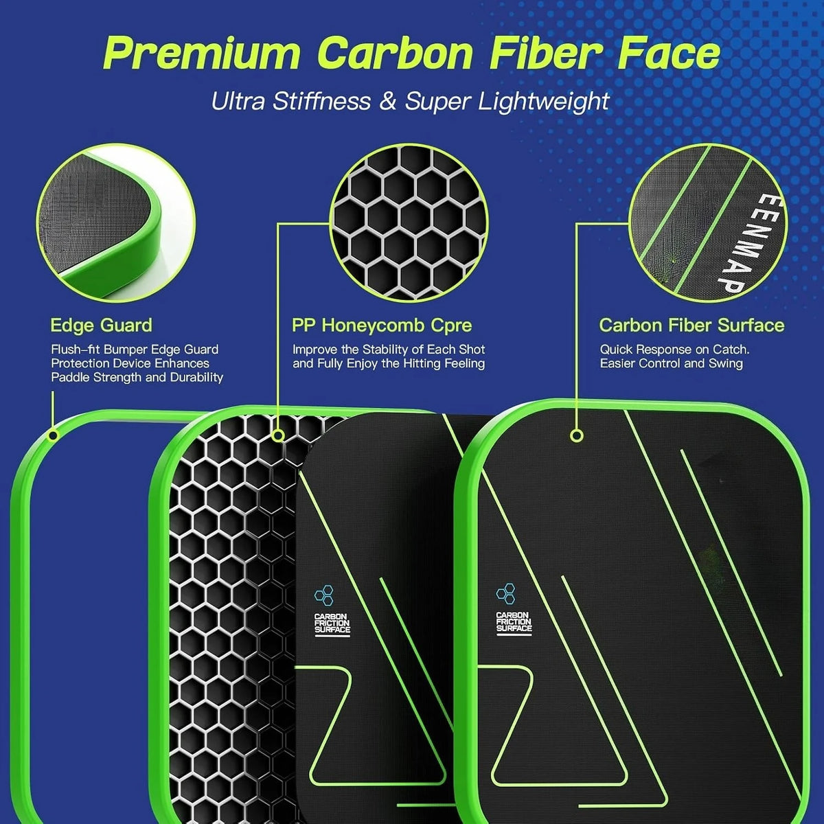 Set of 2 USAPA Approved Multi-Layer Textured Carbon Fiber Pickleball Paddles Spin & Power Optimized Surface Lightweight Rackets For Beginners Intermediate Players Men Women Indoor Court Backyard Training Competitive Sports