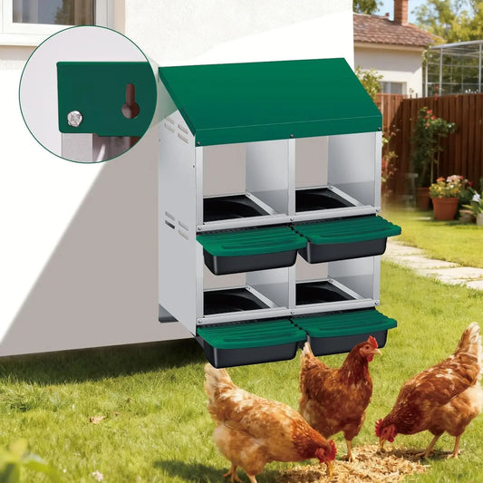 TWISTER.CK Metal Chicken Nesting Box With Automatic Roll Out Egg Collection