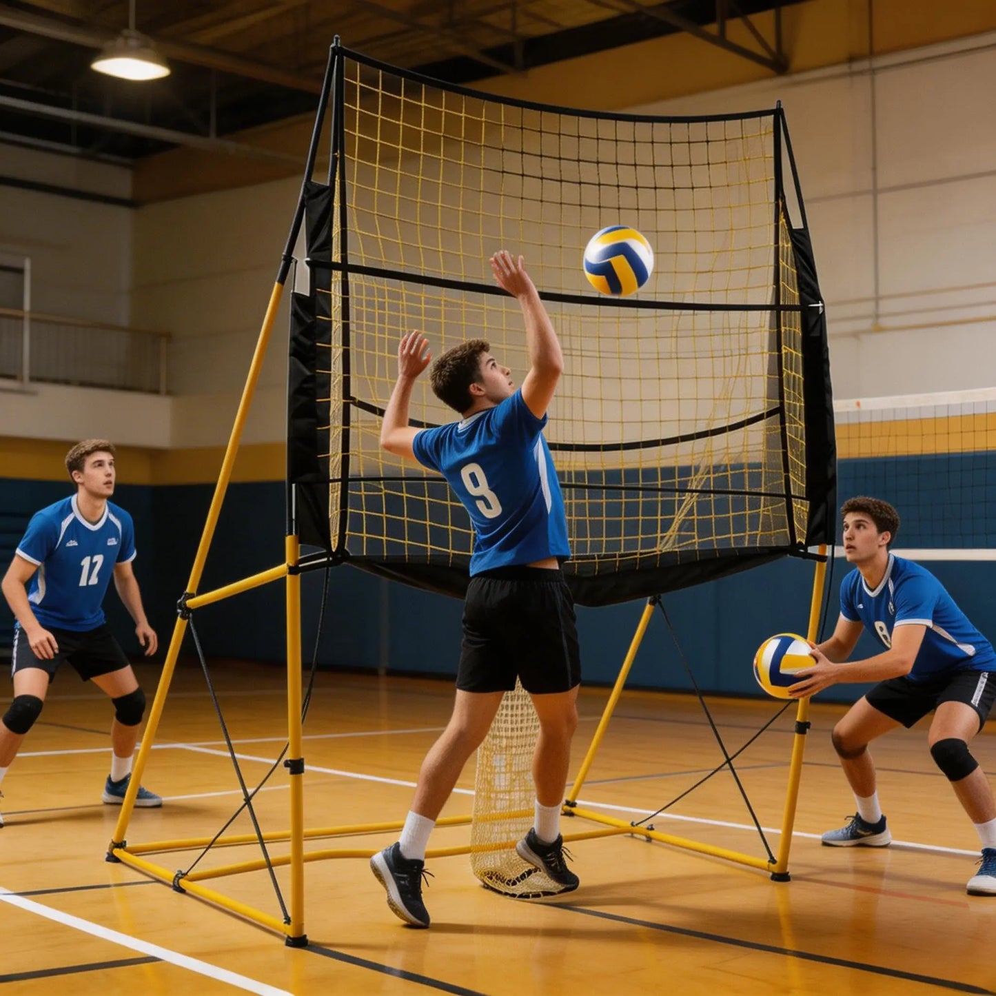 Adjustable Volleyball Training Net System Sturdy Portable Easy Setup Equipment For Indoor Outdoor Skill Practice Improve Serving Spiking And Blocking Adjustable Heights For All Levels