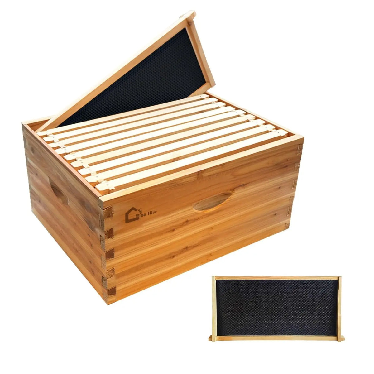 TWISTER.CK Beeswax Dipped Wooden Brood Hive Box With Frames