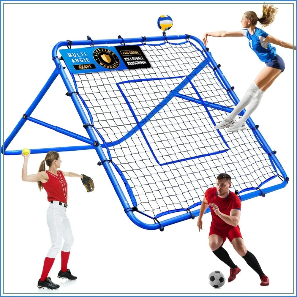 Volleyball Baseball Rebounder Net, Softball Pitchback Net Quick Adjustments, Lacrosse Bounce Back Practice Equipment, Ideal for Outdoor Indoor Backyard Training
