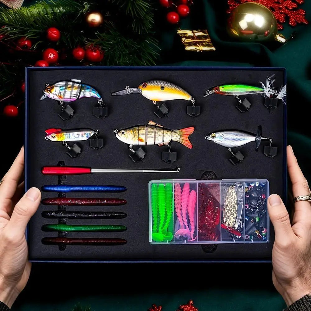 Complete 104-Piece Fishing Lure Kit: Glide Bait, Hooks, Weights, Hook Remover, and More for 2025 Christmas