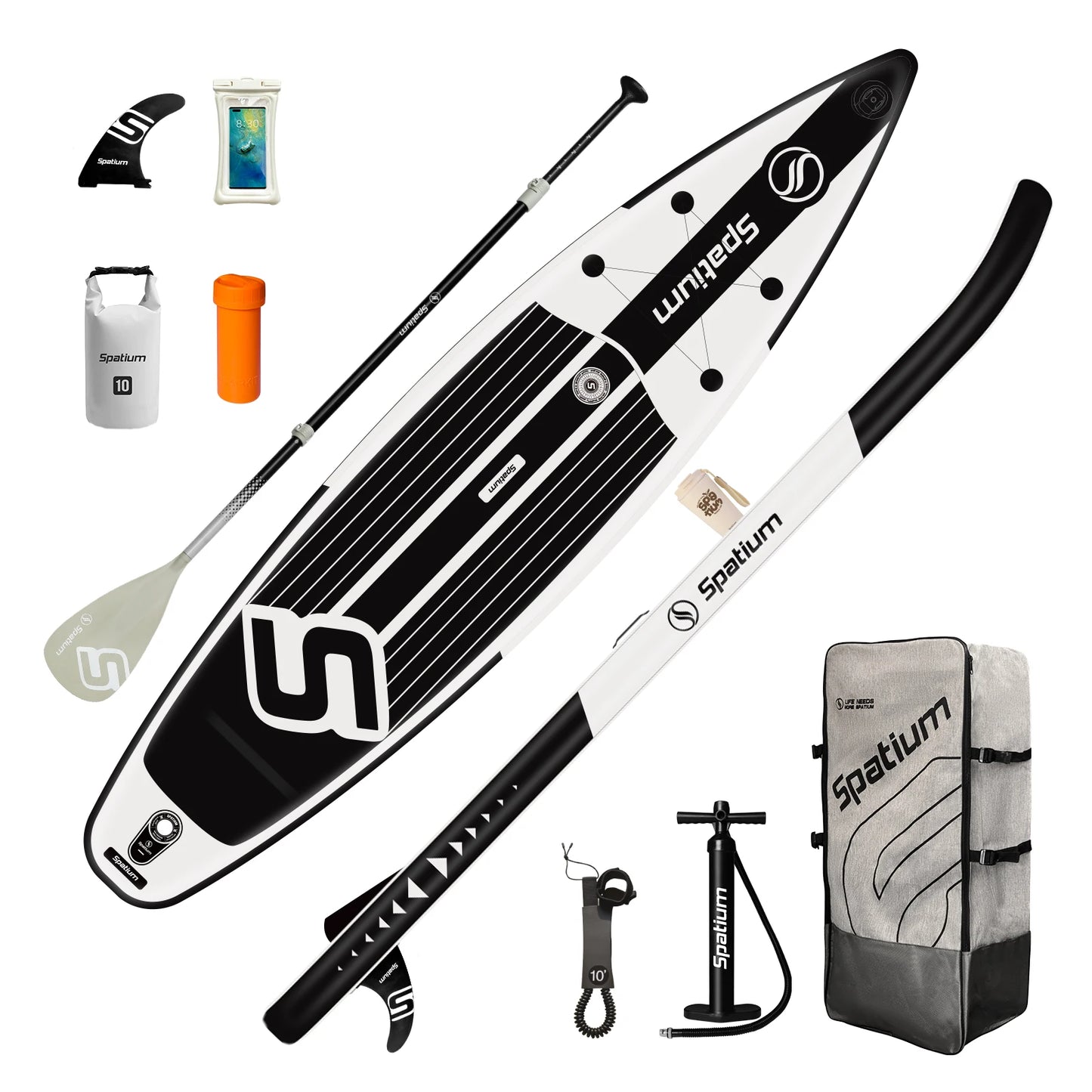 Spatium Touring Paddle Board Inflatable Stand Up Paddle Board Non-Slip Surf Board Water Sports Kayak Surf Set with Pump Backpack