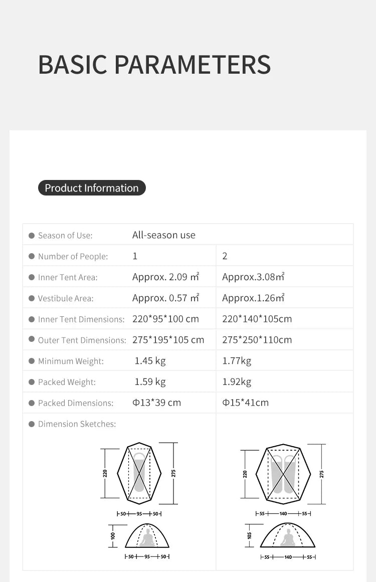 Naturehike Giling PRO 4-Season Dome Tent for Hiking