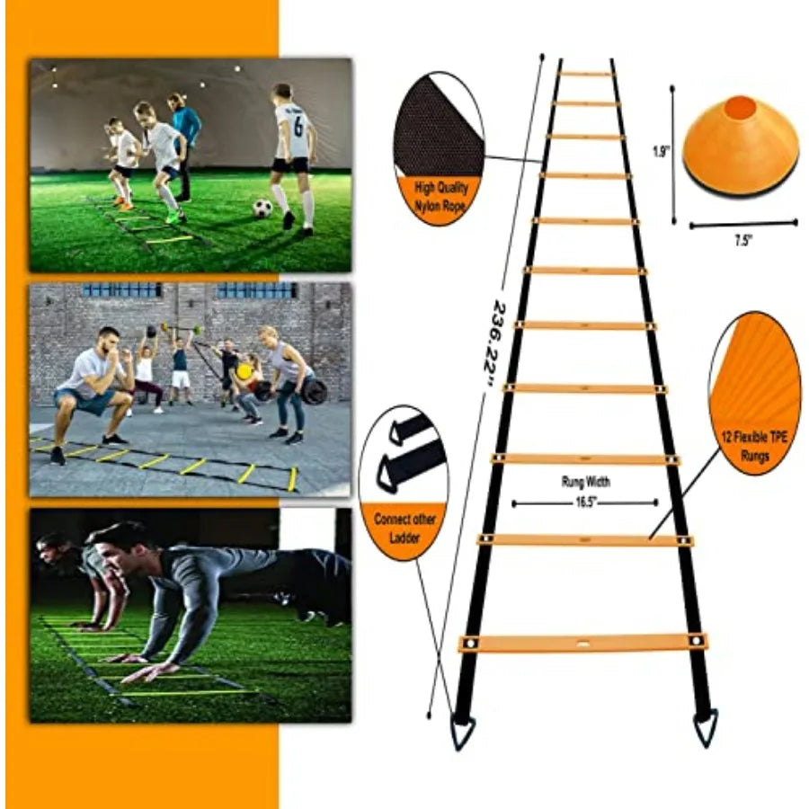 Agility Ladder Set For Speed Training With Cones Jump Rope