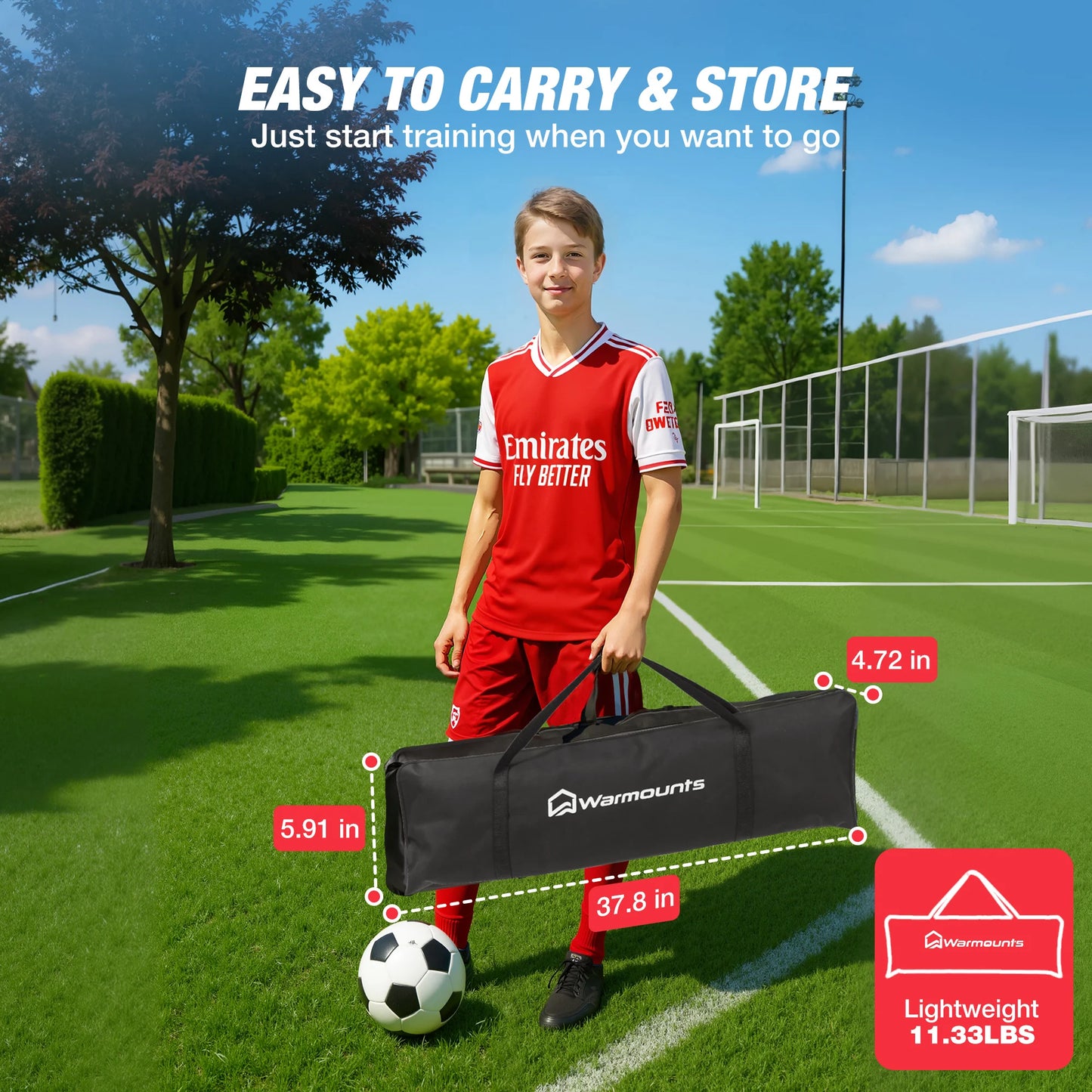 Advanced Soccer Rebounder for Training -Large Net  Small Net  Base  Carry Bag  Cones  Pegs  Resistance Bands -