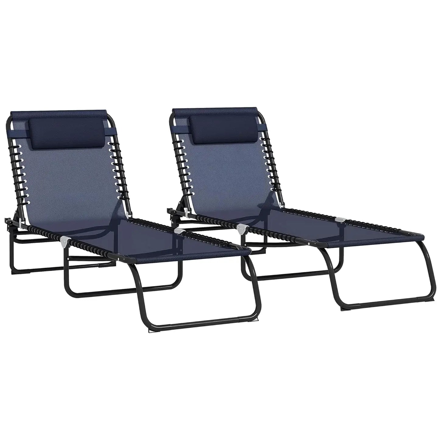 Folding Chaise Lounge Set 2,Outdoor Reclining Tanning Chair 4-Pos Mesh Seat for Patio Beach Pool Yard,Customized