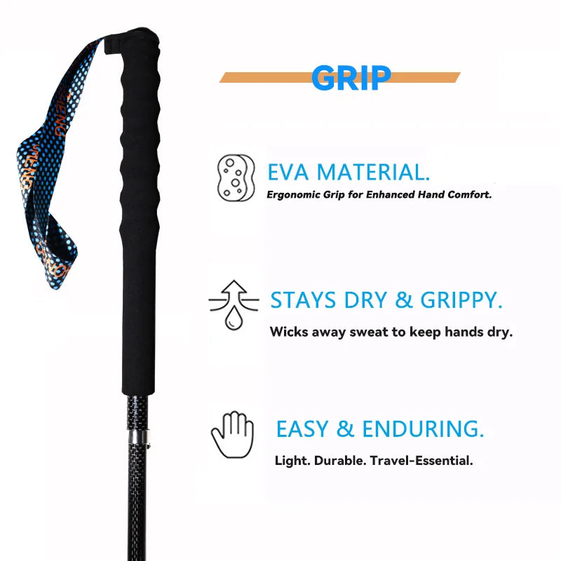 OKHEALING Ultra Lightweight Foldable Carbon Fiber Trekking Poles