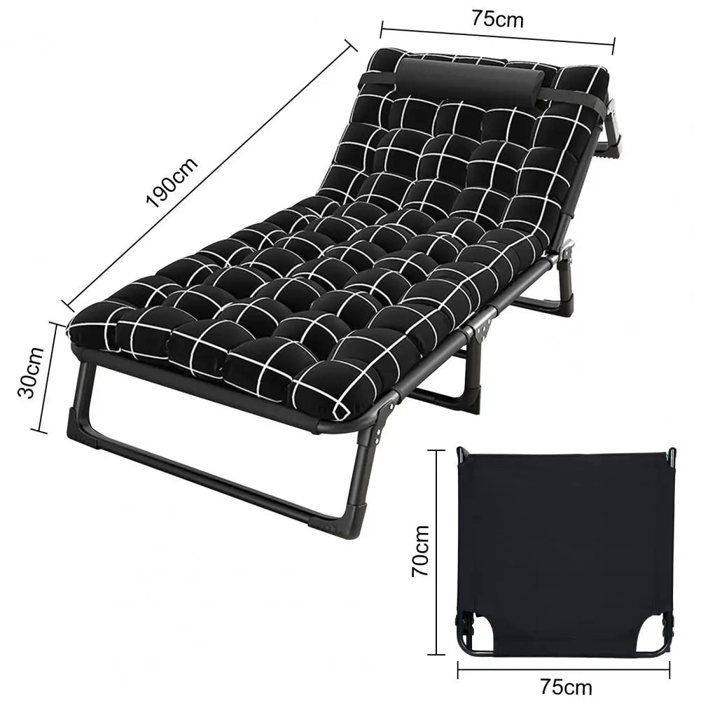Camping Cot Adjustable Reclining Folding Chaise With Pillow