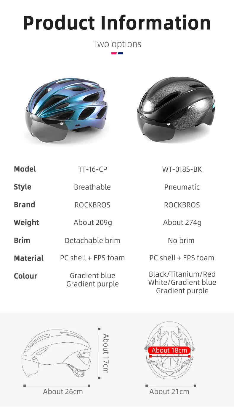ROCKBROS Bike Helmet EPS Integrally Molded Breathable Lightweight Safety
