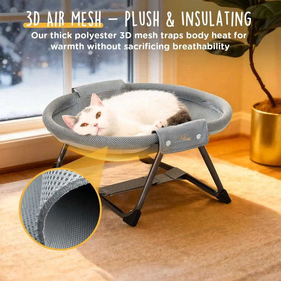 XMSJ Elevated Cat Hammock Bed Foldable With Breathable Mesh