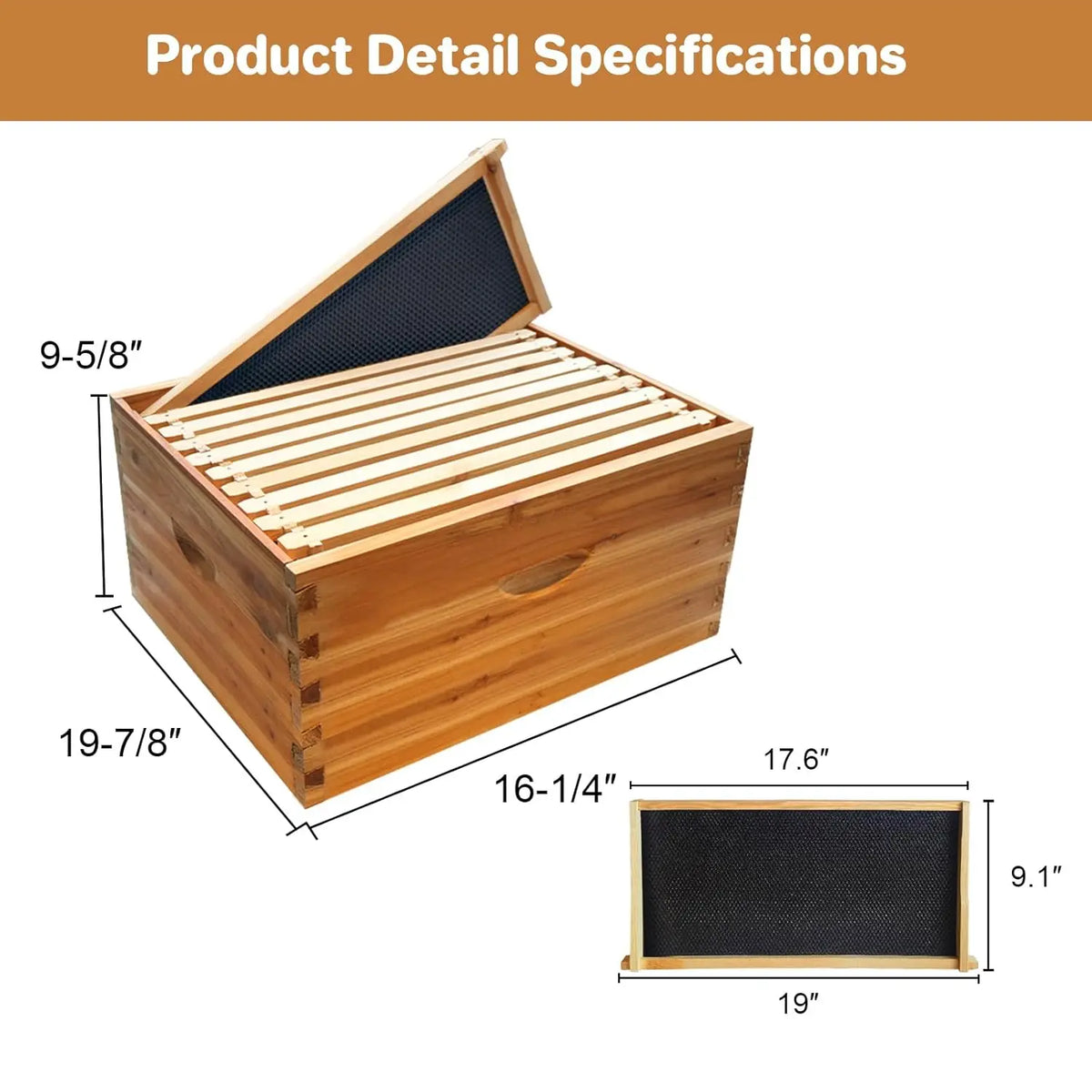 TWISTER.CK Beeswax Dipped Wooden Brood Hive Box With Frames