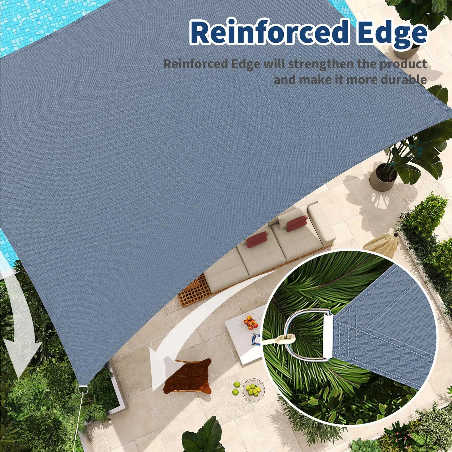 10'x13' Rectangle Sun Shade Sail UV Block Outdoor Canopy Awning Shade Cloth For Patio Backyard Garden Pool