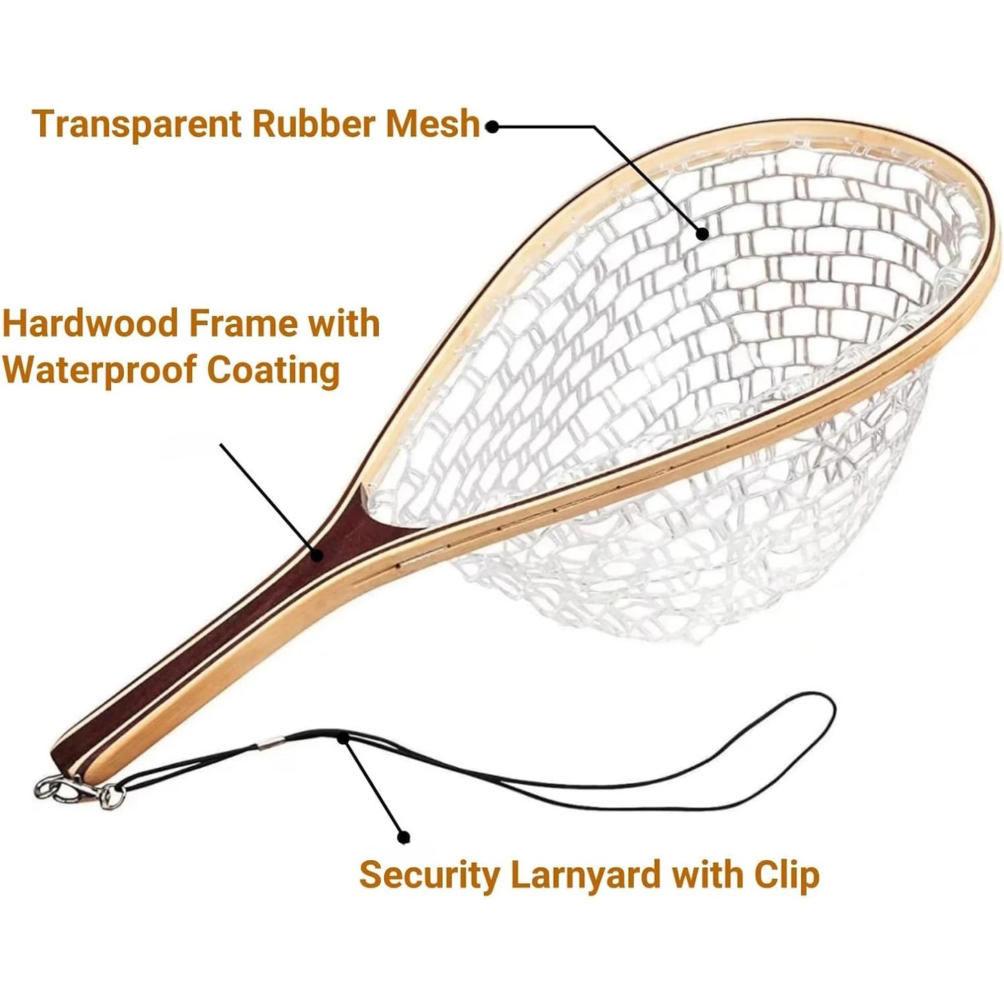 Fishing Net Fly Fishing Landing Net with Soft Mesh Wooden Landing Net for Fly Fishing Catch Release Fish Net with Wood Handle