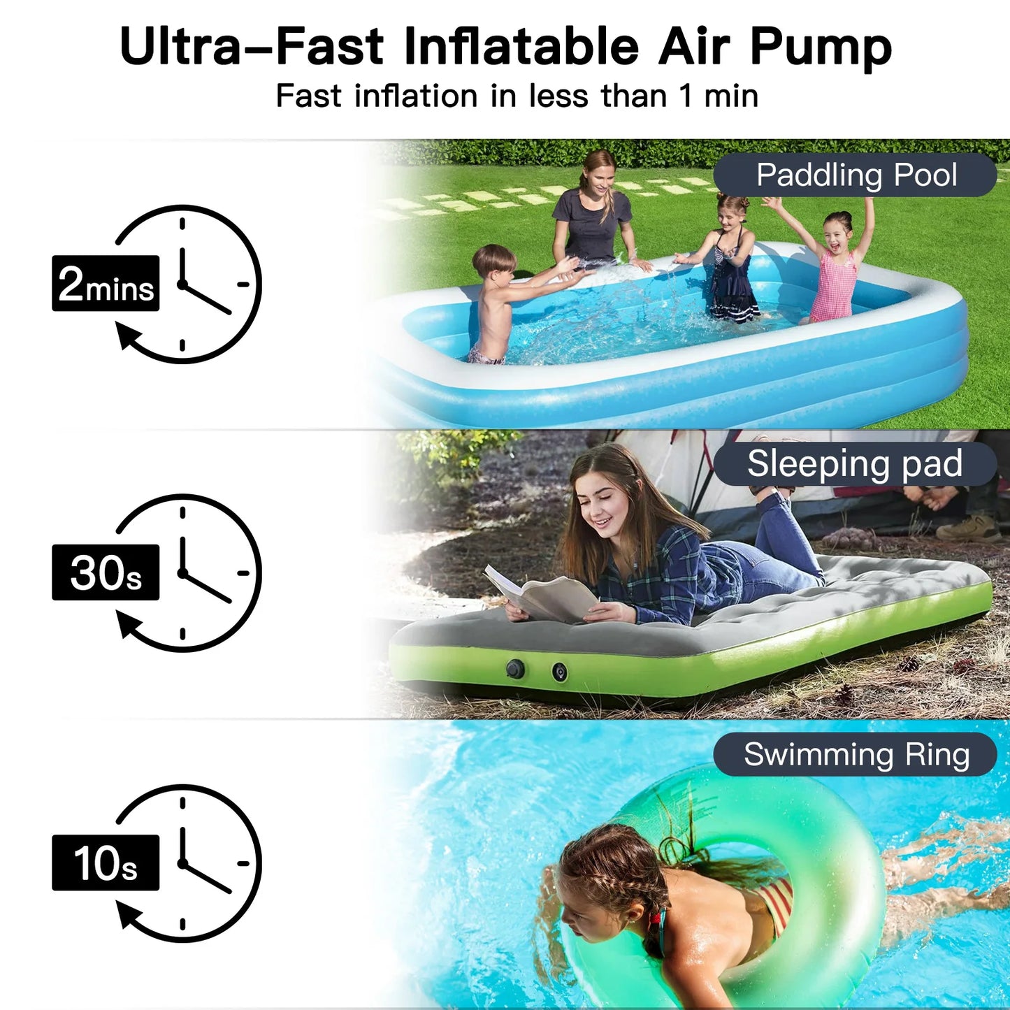 Portable Air Pump For Inflatables With Camping Light USB Rechargeable