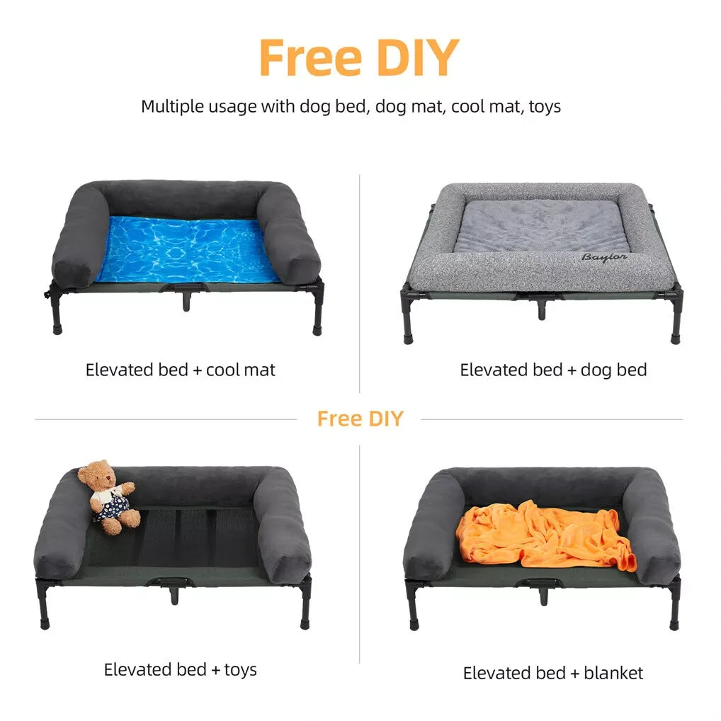 BINGOPAW Outdoor Elevated Cooling Dog Bed Lounger for Camping