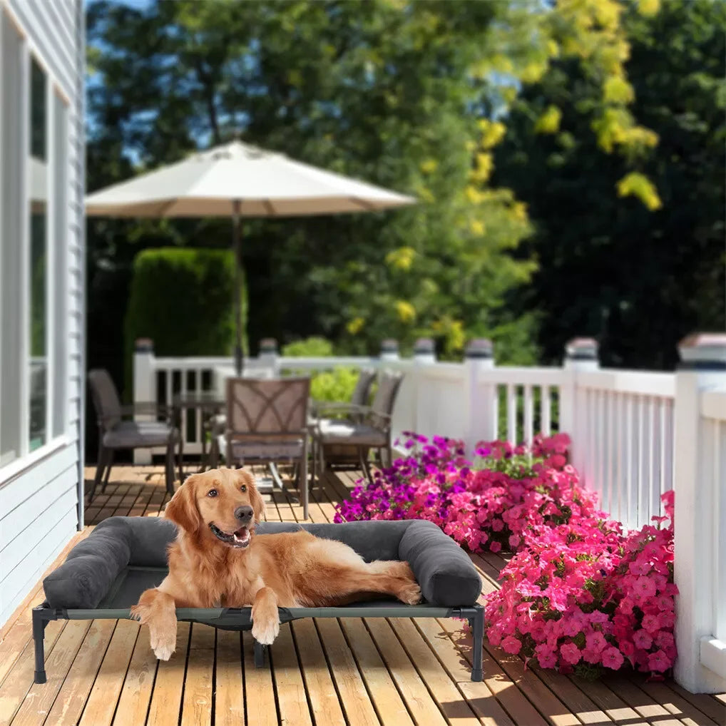 BINGOPAW Outdoor Elevated Cooling Dog Bed Lounger for Camping