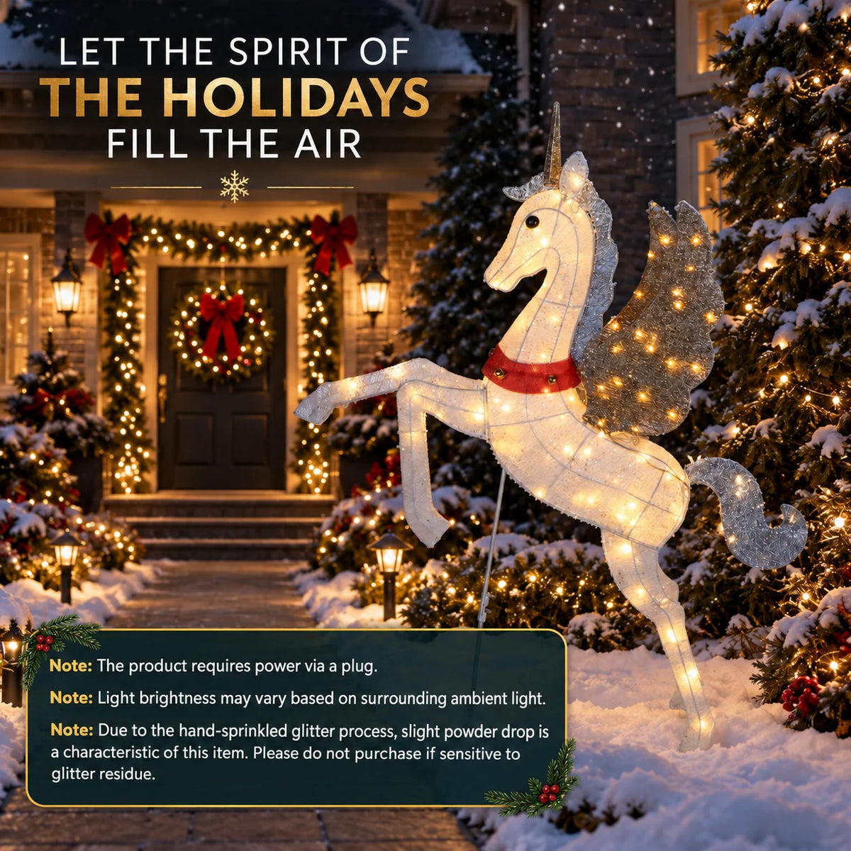 3D Lighted Unicorn Holiday Decoration With Warm White Lights