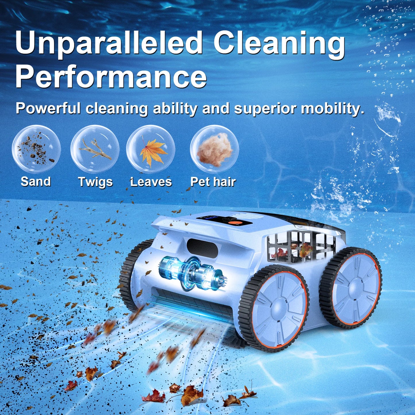 Seauto Robotic Pool Cleaner With 180 Minute Run Time