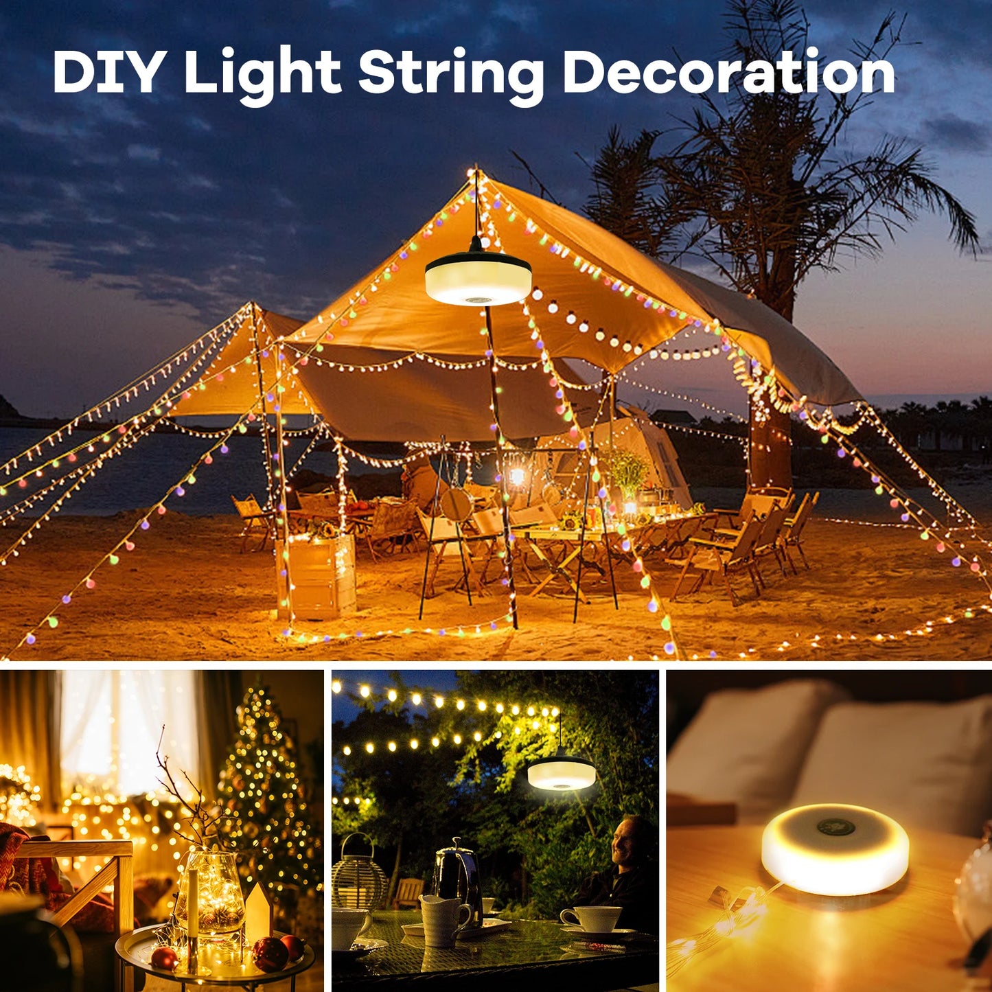 Kla-Fcob Waterproof Rechargeable LED String Lights For Outdoor Camping